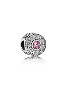 791763NBP - Charm Pandora de plata con circonitas y cristal rosa.