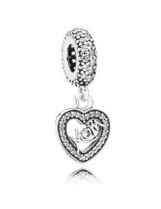 791521CZ - Charm de plata y circonitas de Pandora. Motivo corazón colgante con piedras. 2