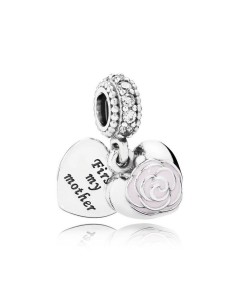791528EN40 - Charm Pandora de plata de ley con circonitas y esmalte. Rosa colgante.