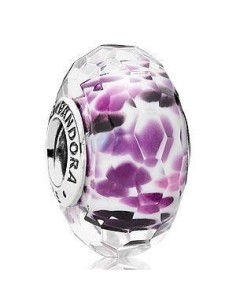 791608 - Charm Pandora Murano facetado en blanco y morado.  2