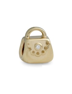 Abalorio Pandora de oro 14K. Bolso con diamante