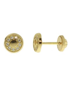 G/4653 - Pendientes de oro de 18  ktes. con 9 circonitas.  Diámetro: 7,70 mm.