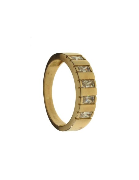 136680 - Anillo de oro amarillo con 5 circonitas talla baguette