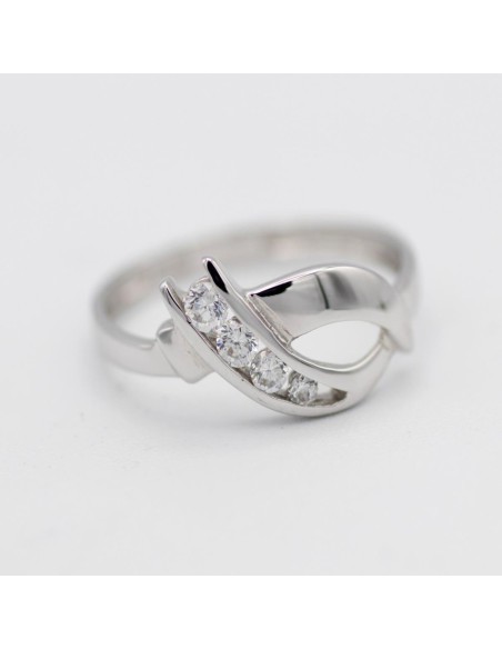 Z-40-5794BS - Anillo de oro blanco con 4 circonitas