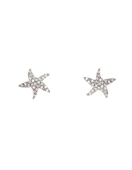 ARESF349-538/B - Pendients de oro blanco forma de estrella con circonitas