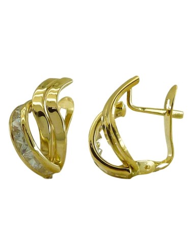 RR-2562 - Pendientes de oro con circonitas y cierre catalán en oro de 18k