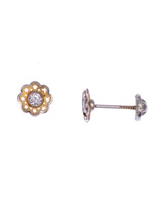 1275705 - Pendientes en forma de flor en oro amarillo y blanco 2