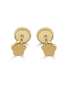 Pendientes de oro bebe 18k  forma de margarita lisa
