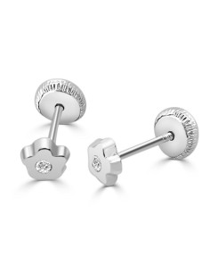 8415B - Pendientes de Margarita para bebé en oro blanco de 18k