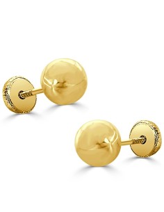 Pendientes de oro amarillo de Bola y cierre de rosca ❤️