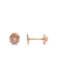 1275708 - Pendientes bicolor oro 18k en forma de flor