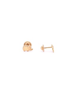 883 - Pendientes de oro de 18k Elefante con cierre de rosca