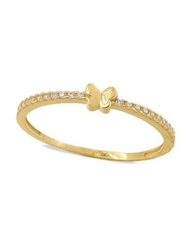 RR-4184 - Anillo de oro de 18k con circonitas y motivo de mariposa