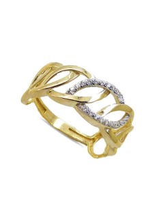 RR-4709 - Anillo de oro de ley de 18k con circonitas engastadas en garraOR