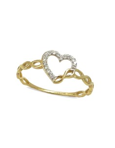 RR-4725 - Anillo de oro de 18k con corazón y circonitas