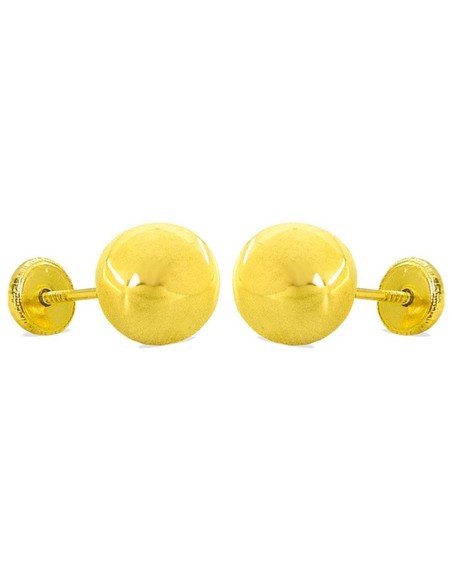 RR-6342 - Pendientes de oro 18k bola lisa de 7mm. Cierre de rosca