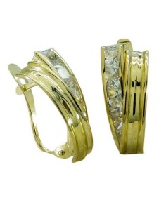 RR-3604 - Pendientes de oro 18k con banda de circonitas carré y cierre catalán 2
