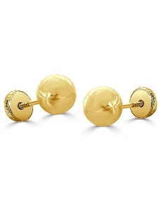 RR-6173 - Pendientes de oro 18k de bola lisa de 4mm con cierre de rosca