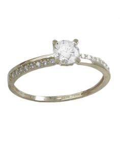 RR-3830B - Anillo de oro blanco 18k con ciconita centra y laterales