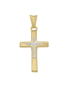 RR-5068 - Cruz bicolor de oro amarillo de 18k