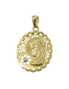RR-3381 - Medalla de oro 18k de la virgen niña para comunión