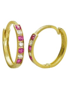 RR-4890R - Pendientes de aro en oro de 18k con circonitas