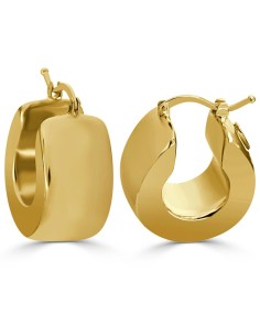 RR-5241 - Pendientes lisos de aro de oro amarillo de 18k