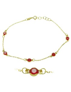 Pulsera de oro con 5 cuarzos rojos de 4mm ❤️
