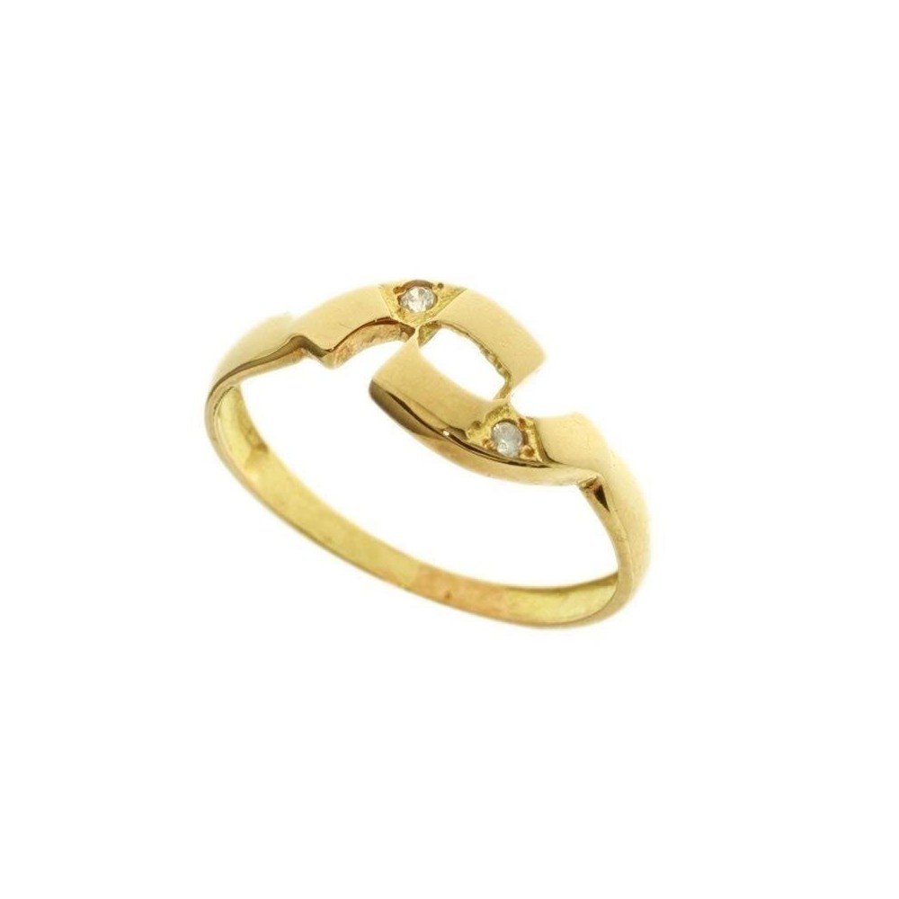 839 -  Anillo de oro 18 ktes con circonitas. Talla:  49. Al pedir este artículo debe in