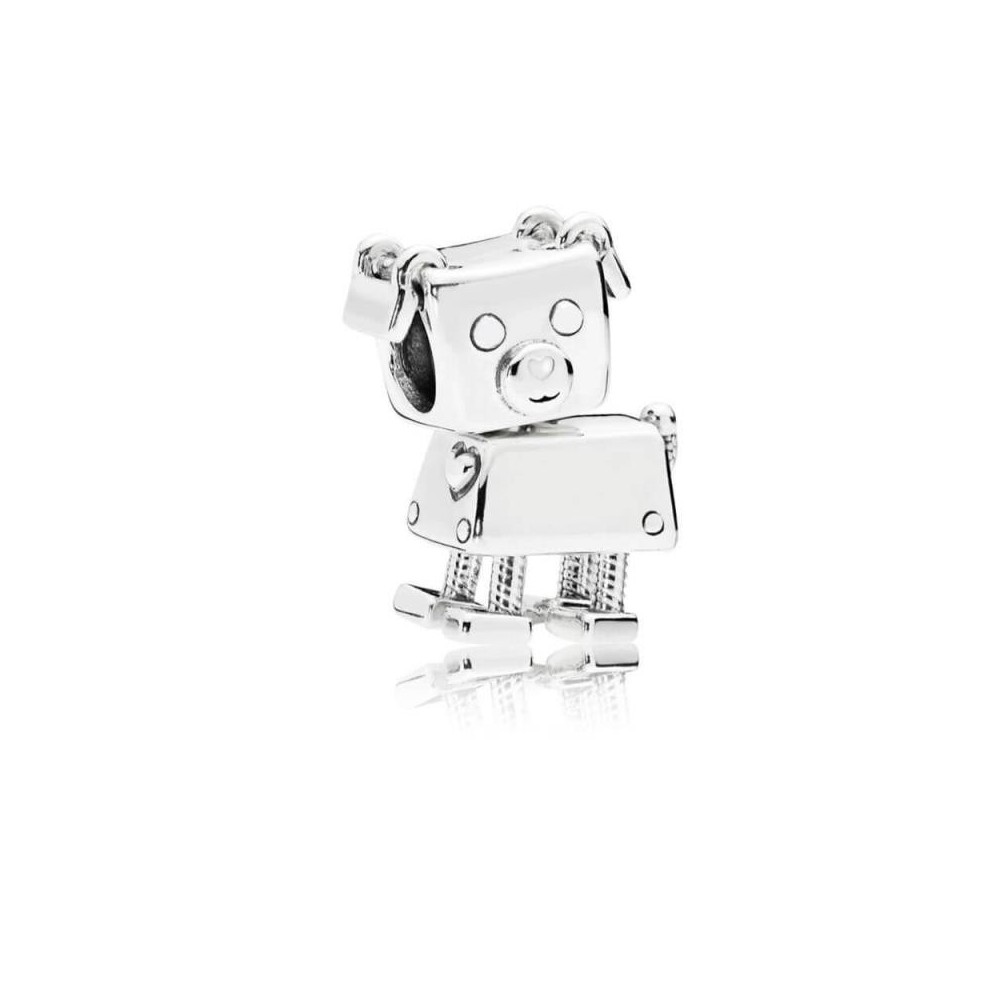 Charm Pandora en plata con esmalte blanco Bobby Bot