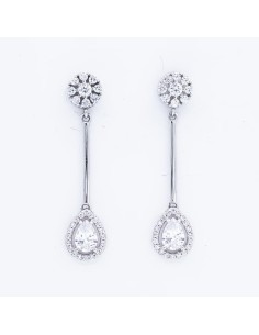 54-01689 - Pendientes para novia de oro blanco de 18k. con circonitas