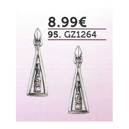 CT1 GZ1264 - Pendientes de plata de ley rodiada. Triangulo carril circonitas