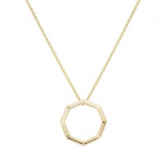 SNL-200-004-UU - Collar de plata de ley acabado en oro con motivo octogonal