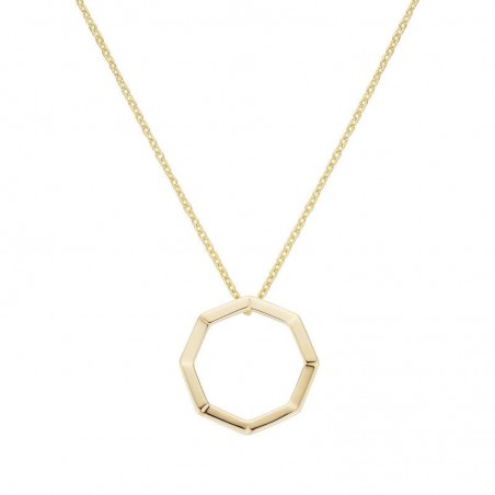 SNL-200-004-UU - Collar de plata de ley acabado en oro con motivo octogonal
