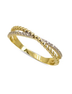 RR-4648 - Anillo bicolor de oro de 18k con circonitas