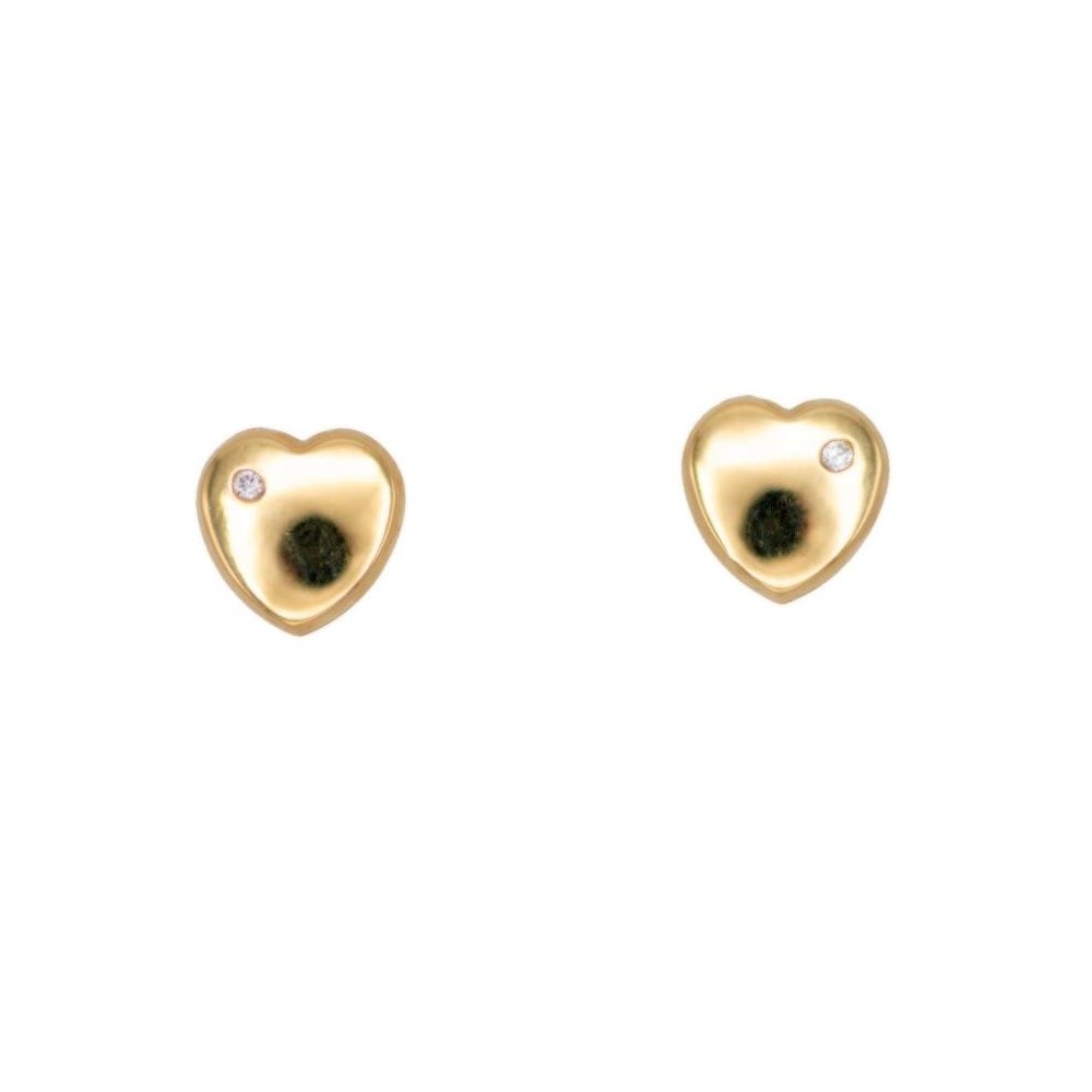 RR-4114 - Pendientes de oro forma corazón con 2 circonitas