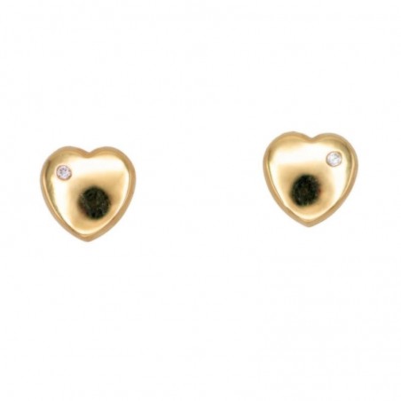 RR-4114 - Pendientes de oro forma corazón con 2 circonitas