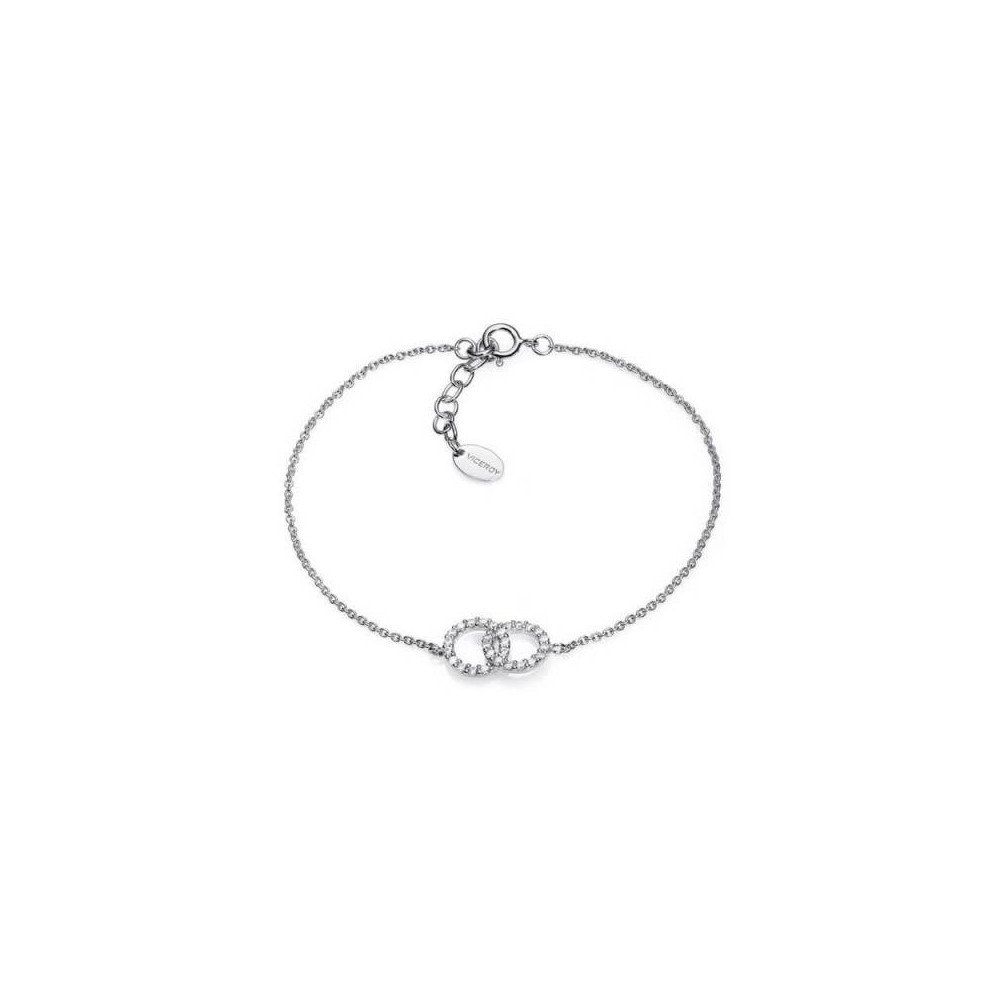 71038P000-38 - Pulsera de plata con 2 aros de circonitas