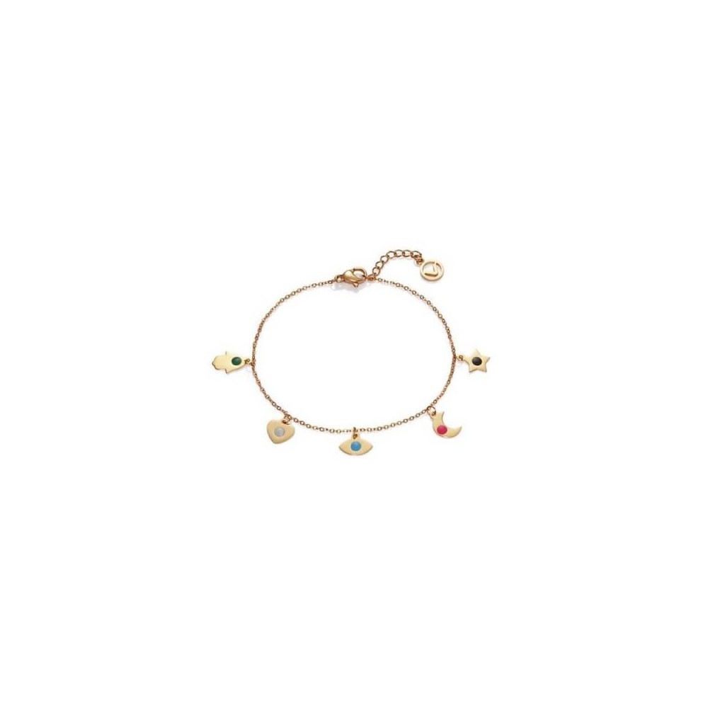 75230P01012 - Pulsera Viceroy Fashion de acero dorado y charms